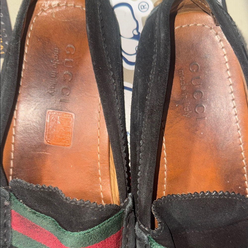 Gucci Black and Green Loafers Slip-On Shoes - Picture 5 of 5